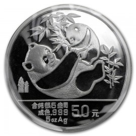 5 Unzen Silber China Panda 1989 PP BOX