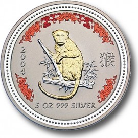 5 oz Silber Affe Lunar I 2004 gilded