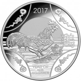 5 Unzen oz Silber Hahn Lunar II 2017 PP Rooster RAM