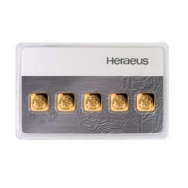5 x 1 g Multicard  Goldbarren Heraeus