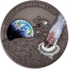 1 Unze Silber  Lunar Meteorite 5 $ 2016 Niue -Meteorite NWA 5000 im Etui