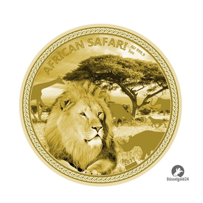 5 Unzen Gold African Safari Lion 2017 PP 20000  Francs CFA