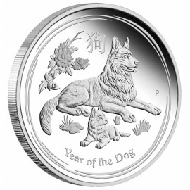1 Kg Silber Hund Dog Lunar II 2018 PP Box