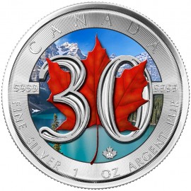 1 Unze Silber 30 Years - 30 Jahre Silver Maple Leaf  Kanada  2018 