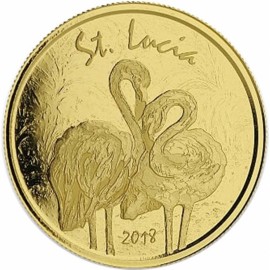 1 Unze oz Gold 2019 St Lucia Flamingofarbig