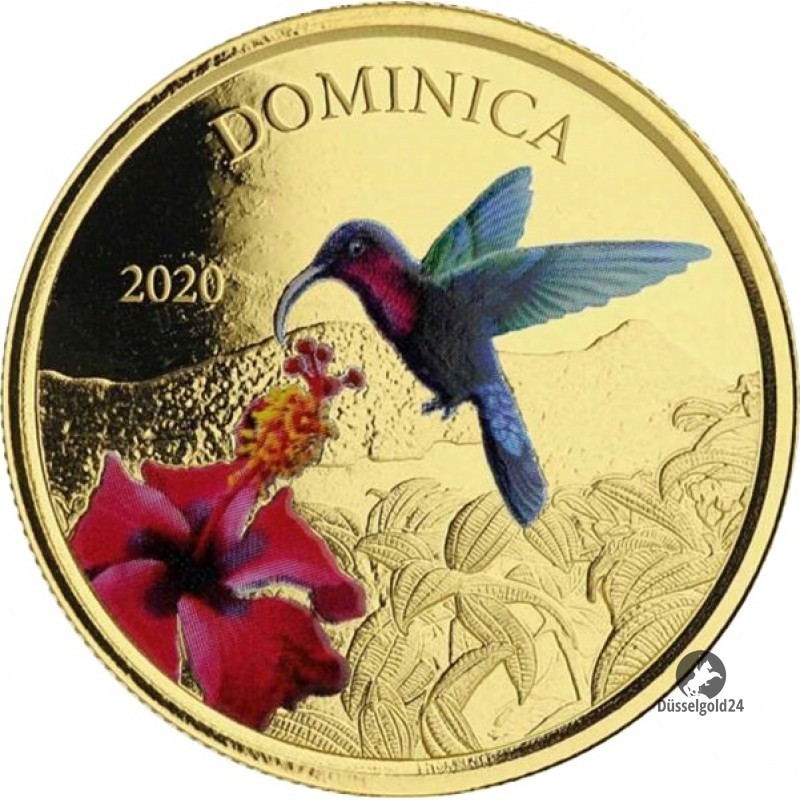 1 Unze oz Gold 2020 Domimica Nature Isle farbig